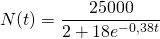 N(t)=\dfrac{25000}{2+18e^{-0,38t}}