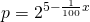 p=2^{5-\frac{1}{100}x}